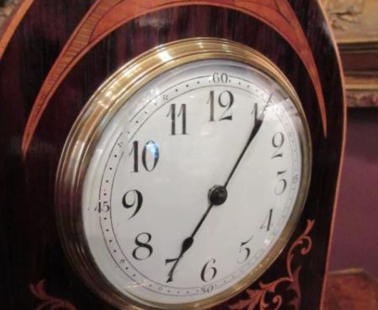 Superb Antique Rosewood Sheraton Inlaid Mantel Clock - Image 3