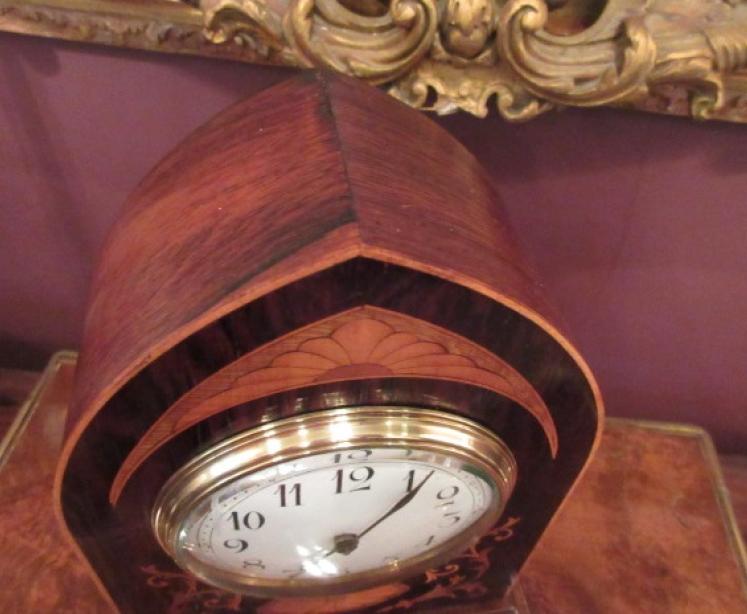 Superb Antique Rosewood Sheraton Inlaid Mantel Clock - Image 5
