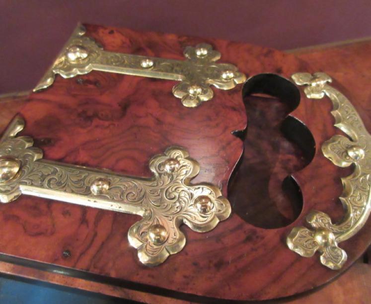 Antique Betjemann's Walnut & Brass Mounted Bookslide - Image 4