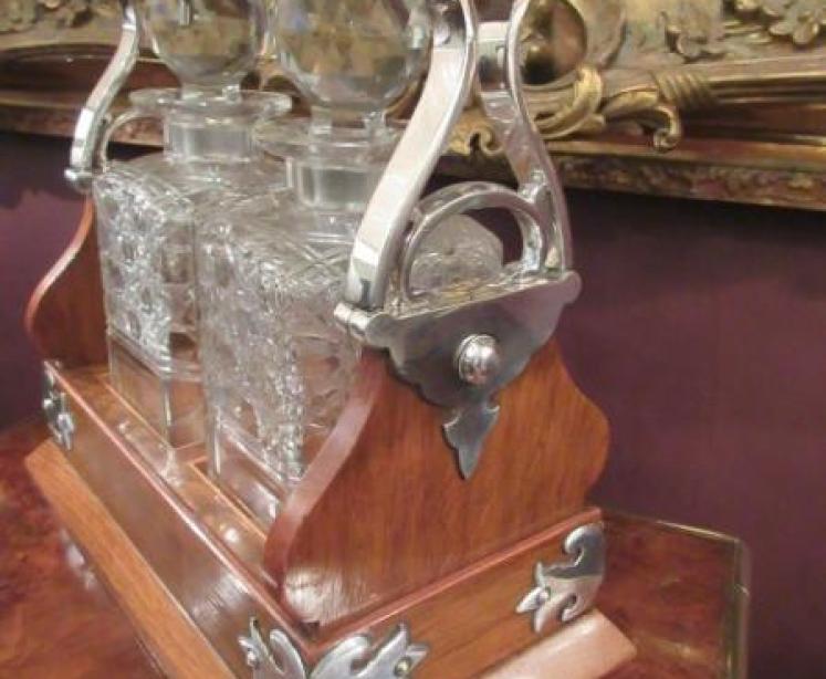 Unusual Victorian Antique Silvered Split Opening Tantalus - Image 2