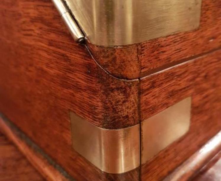 Superb Antique Brass Bound Oak Fitted Stationary Box - Image 4