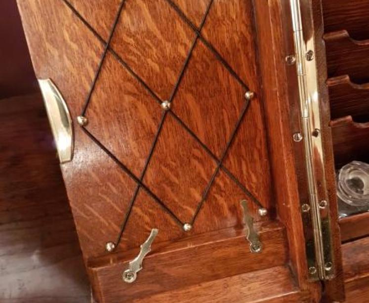 Superb Antique Brass Bound Oak Fitted Stationary Box - Image 5