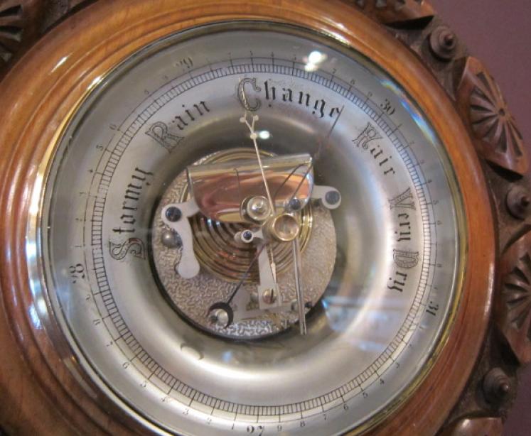 Superb Victorian Polished Walnut Skeletonised Barometer - Image 4