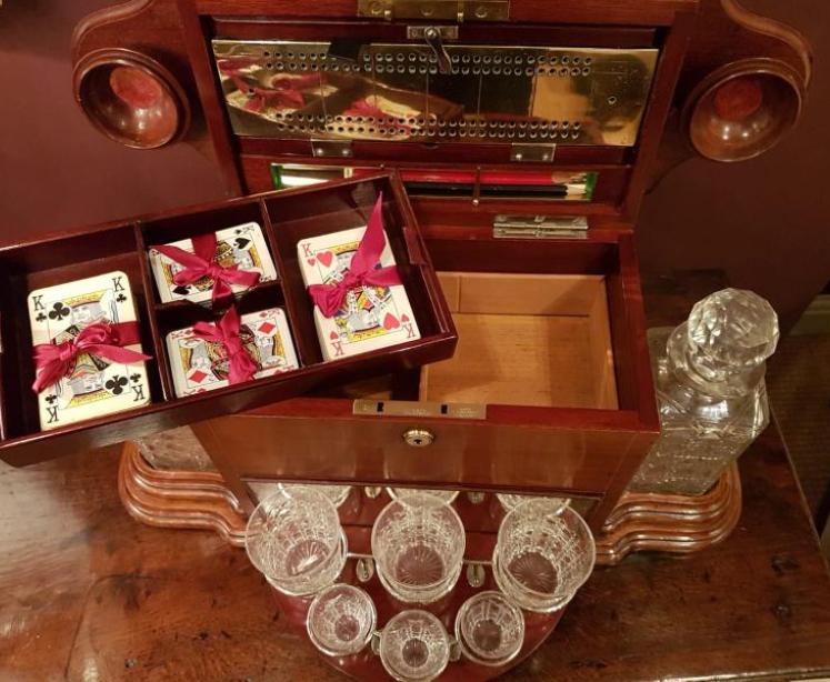 Magnificent Antique Tantalus and Games Box - Image 4