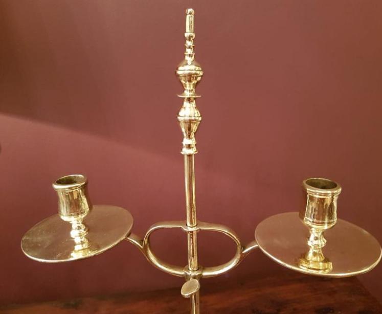 Pair of Early Victorian Brass Rise and Fall Candelabra - Image 4