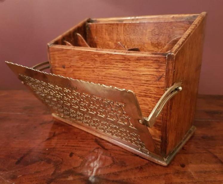 Victorian Oak and Fretted Brass Letter Rack - Image 3