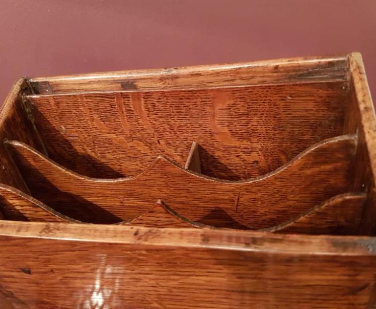 Victorian Oak and Fretted Brass Letter Rack - Image 4