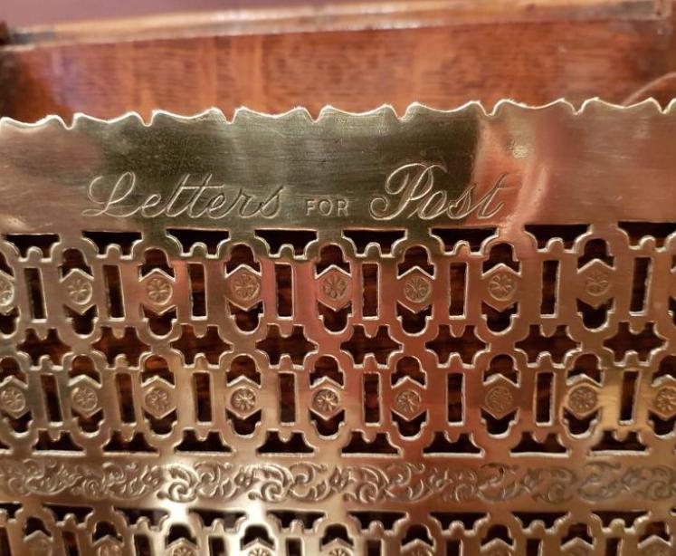 Victorian Oak and Fretted Brass Letter Rack - Image 5