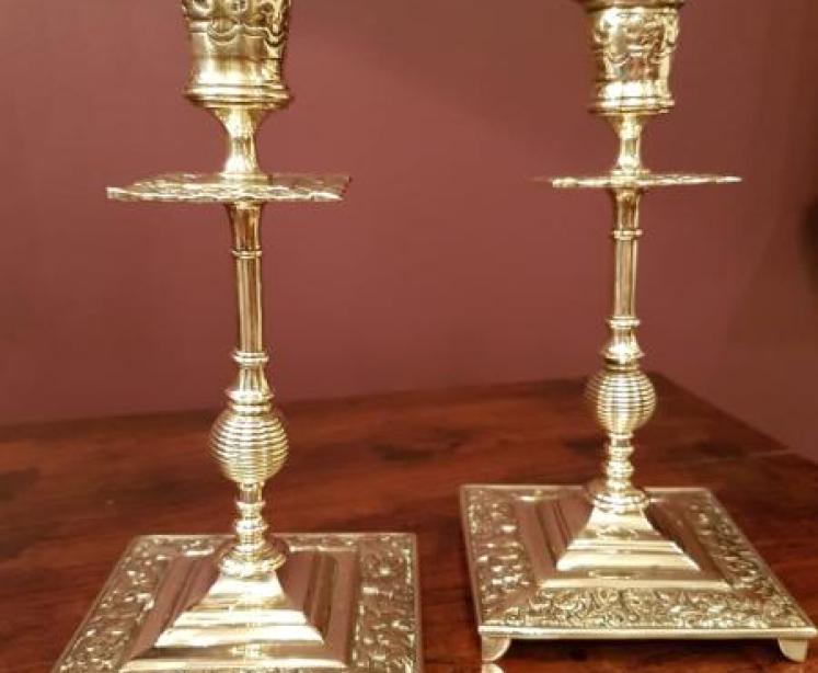 Pair of Late Victorian Brass Desk Candlesticks - Image 5