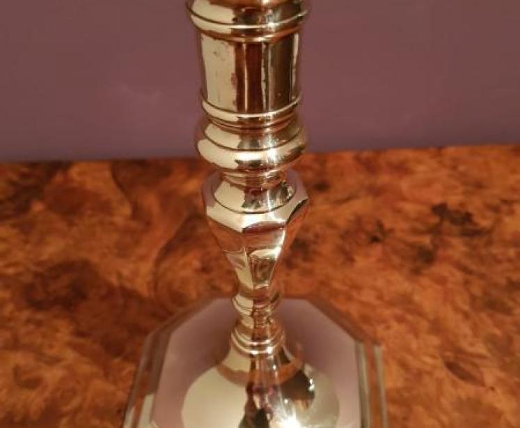 Pair of Antique Regency Brass Seemed Candlesticks - Image 3