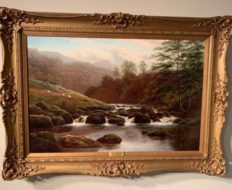 Fine Victorian Oil on Canvas by William Mellor 'On The Rothay' - Image 1