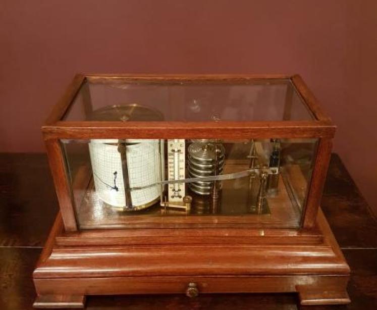 Edwardian Period Mahogany Barograph with Thermometer - Image 1