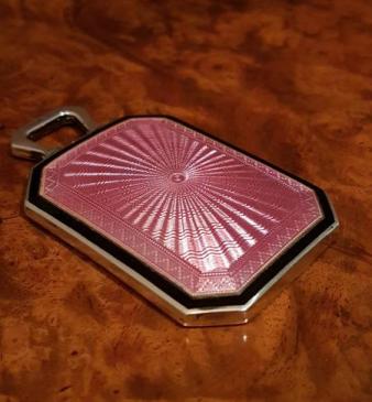 George V engine Turned Enamel Silver Pocket Mirror