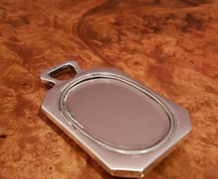 George V engine Turned Enamel Silver Pocket Mirror - Image 4