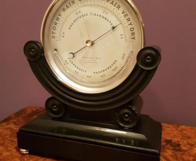 Victorian Brass Cased Marine Barometer and Original Stand - Image 1