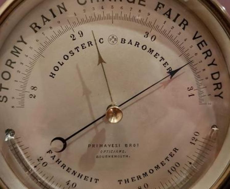 Victorian Brass Cased Marine Barometer and Original Stand - Image 2