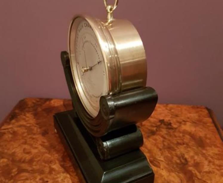 Victorian Brass Cased Marine Barometer and Original Stand - Image 5