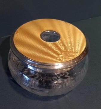 A George V period Silver & Gold Enamel Dressing Table Jar