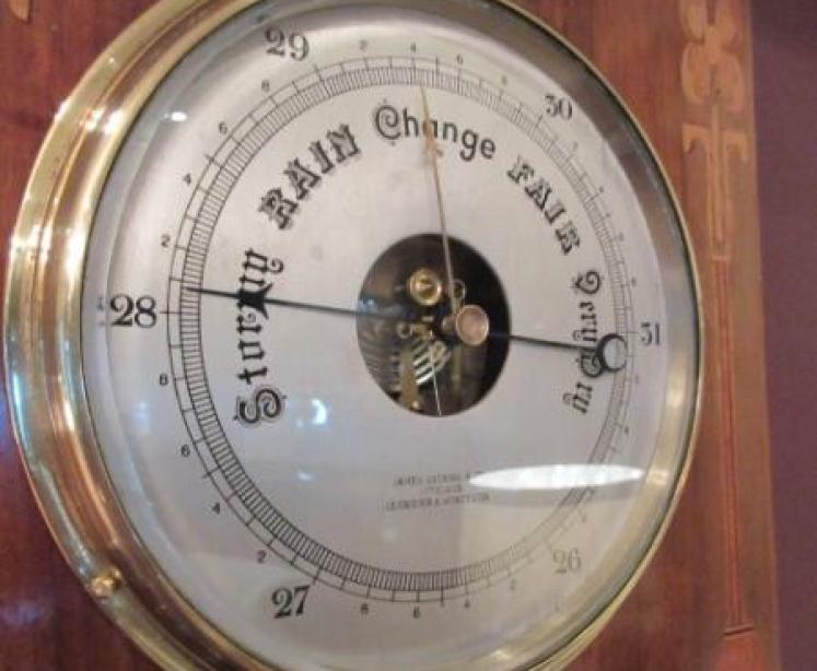 Art Nouveau Antique Fruitwood Inlaid Barometer - Image 3