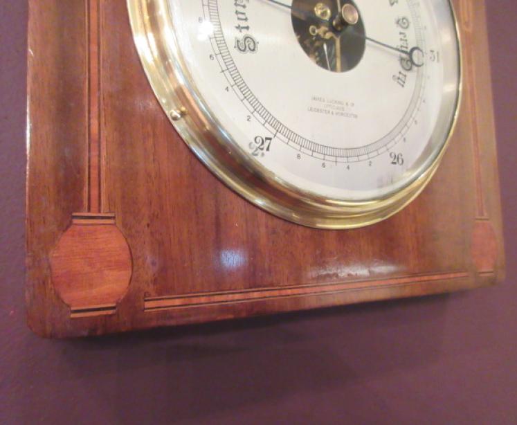 Art Nouveau Antique Fruitwood Inlaid Barometer - Image 5