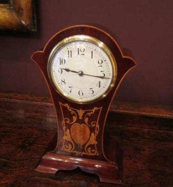 Superb Quality Edwardian Fruitwood Inlaid Mantel Clock