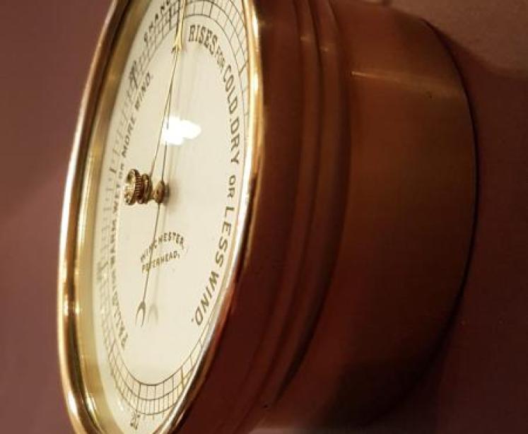 Victorian Brass Cased Porcelain Dial Marine Barometer - Image 2