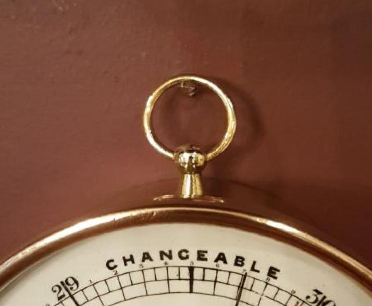 Victorian Brass Cased Porcelain Dial Marine Barometer - Image 3