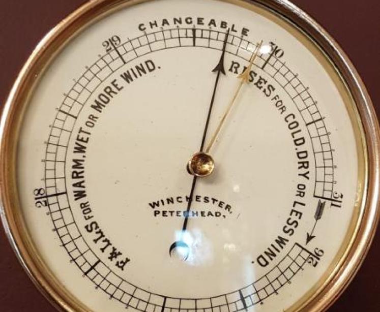 Victorian Brass Cased Porcelain Dial Marine Barometer - Image 4