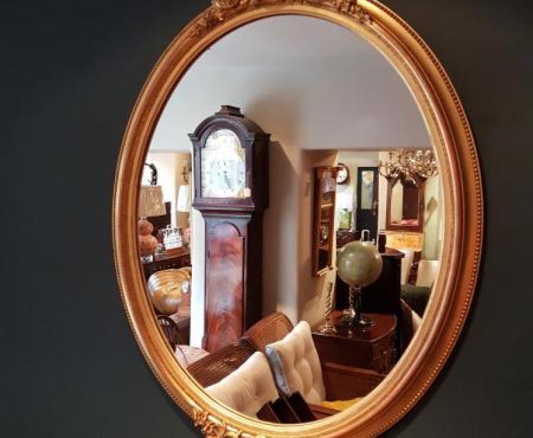 Antique Timber Gilt Oval Mirror - Image 1