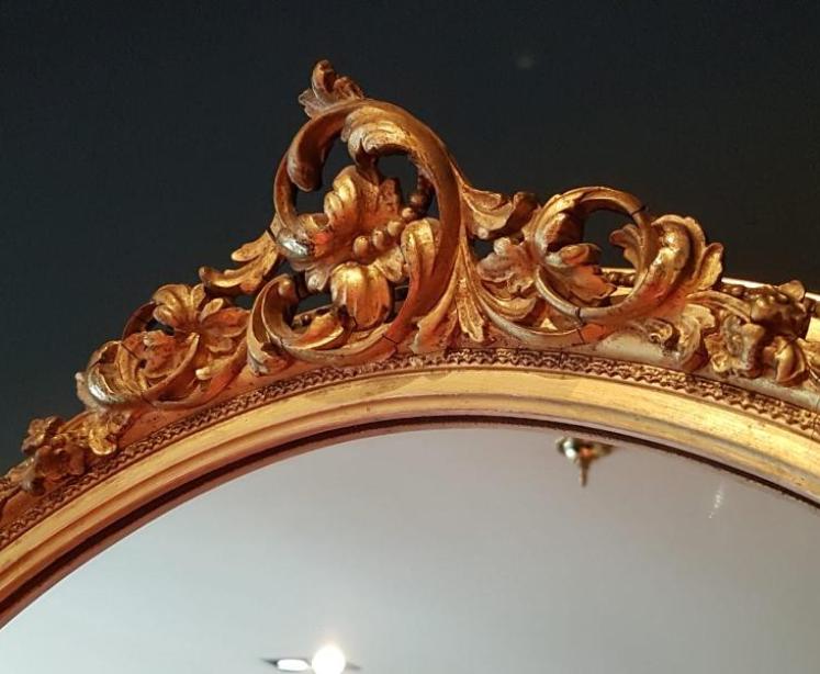 Antique Timber Gilt Oval Mirror - Image 2