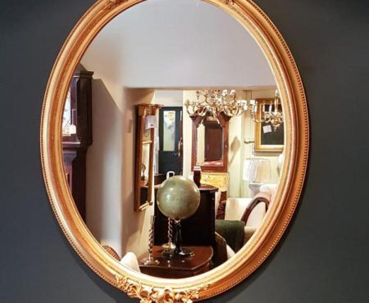 Antique Timber Gilt Oval Mirror - Image 5