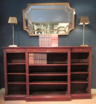 Top Quality Antique Sheraton Inlaid Breakfront Open Bookcase