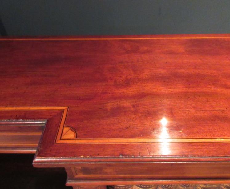 Top Quality Antique Sheraton Inlaid Breakfront Open Bookcase - Image 3