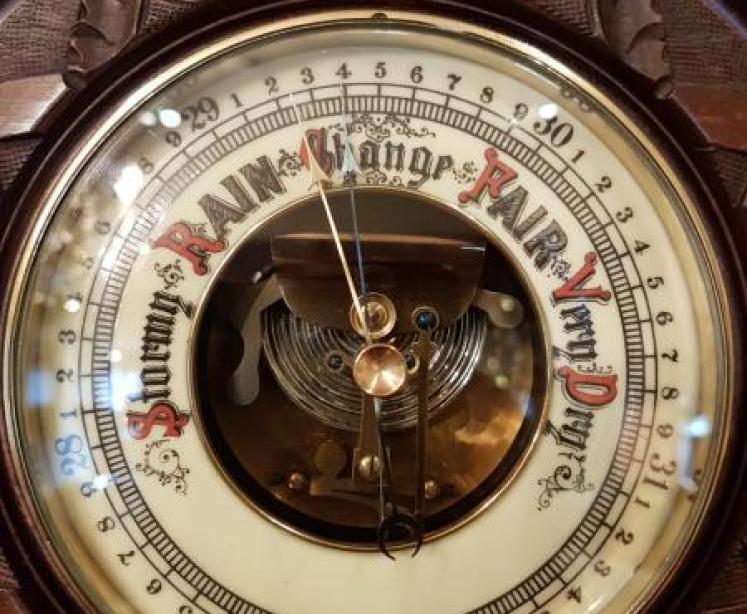 Antique Carved Mahogany Victorian Barometer - Image 2