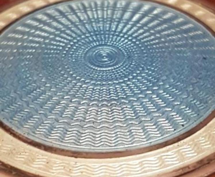 George V Silver and Engine Turned Enamel Ink Well - Image 5