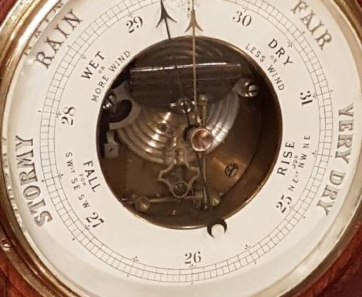 Victorian Carved Oak Banjo Barometer with Skeletonised Movement - Image 4