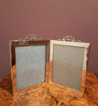 Antique Edwardian Silver Double Photo Frame 
