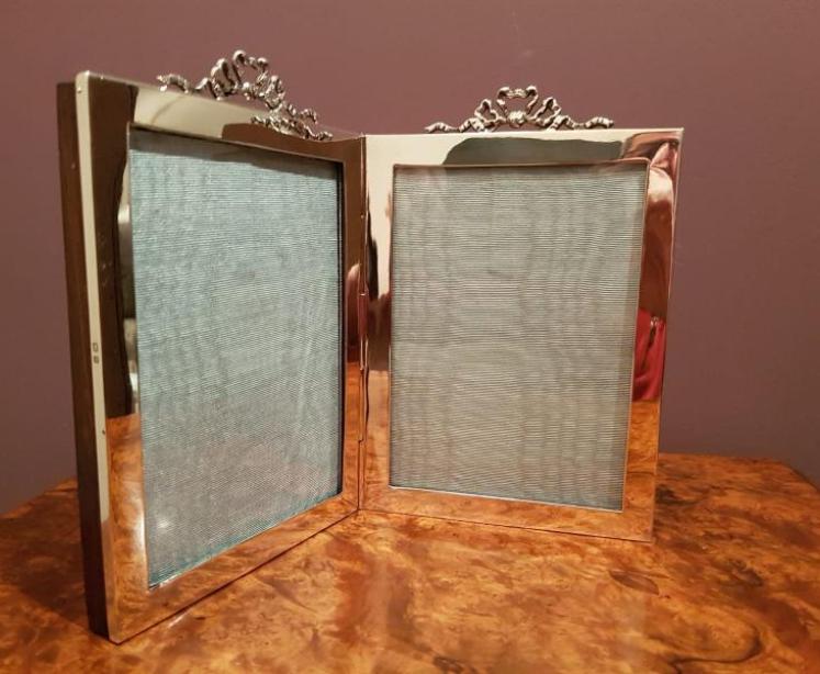Antique Edwardian Silver Double Photo Frame  - Image 2