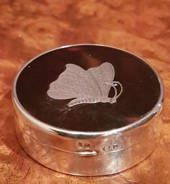 Edwardian Silver and Tortoise Shell Butterfly Motif Ring Box