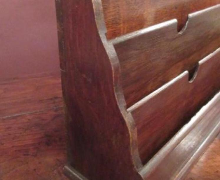 Antique Polished Oak Desk Top Letter Rack - Image 3
