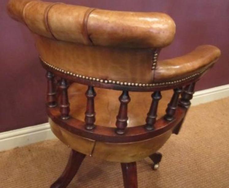 Top Quality Victorian Leather Desk Chair - Image 5
