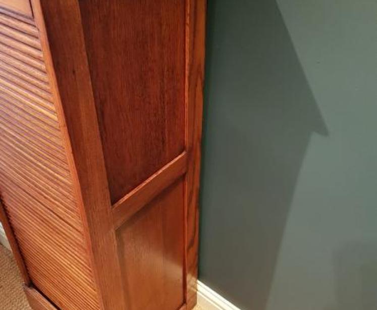 1920's Solid Oak Tambour Front File Cabinet - Image 4