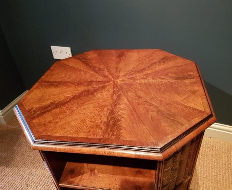 Edwardian Figured Walnut Revolving Bookcase - Image 3