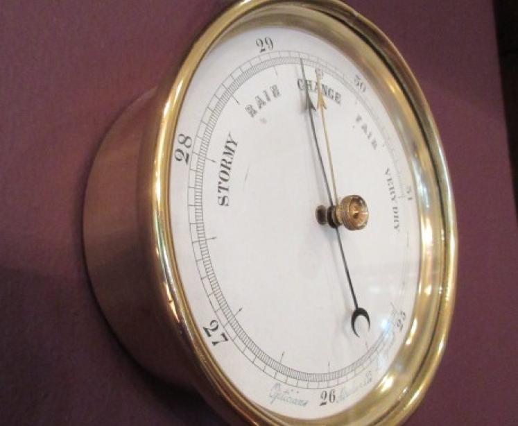 Antique Victorian Polished Brass Marine Barometer - Image 2