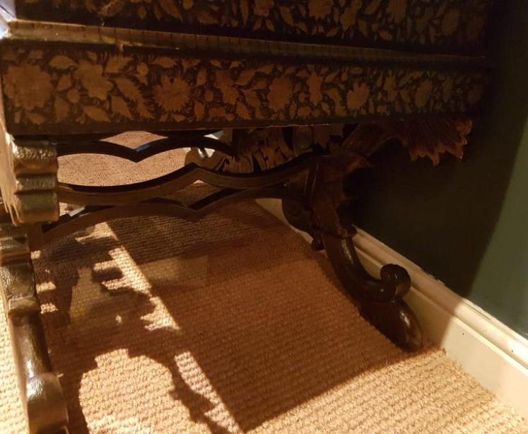 Antique George III Period Laquered Trunk on Original Stand - Image 5