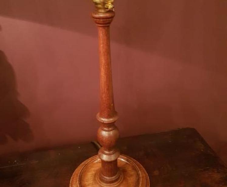 Antique Oak Table Lamp - Image 1