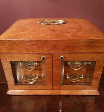 Antique Victorian Walnut Dome Top Jewel Box
