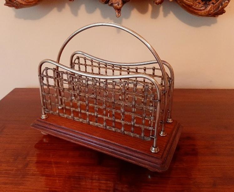 Antique Brass & Polished Oak Letter Rack - Image 5