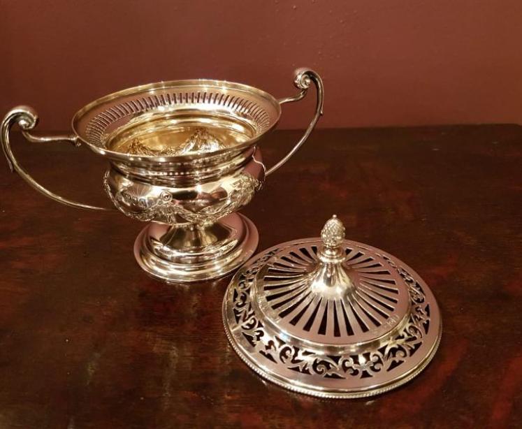 Edwardian Antique Fretted Silver Potpourri & Cover - Image 2