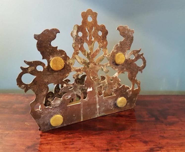 Superb Early Victorian Brass Wall Pocket - Image 4